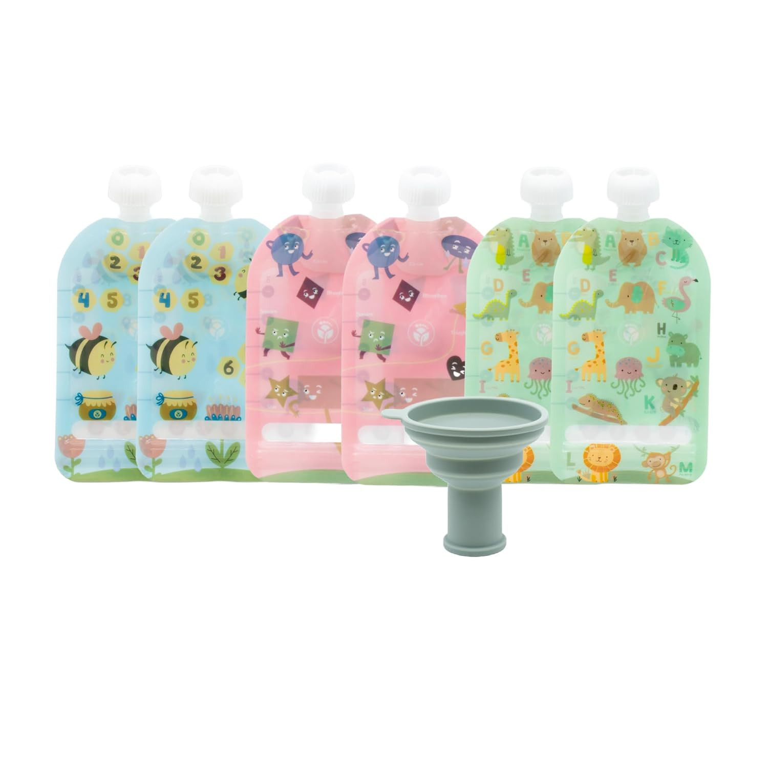 Double Zipper Reusable Food Pouches (5 Fl Oz, Blue)