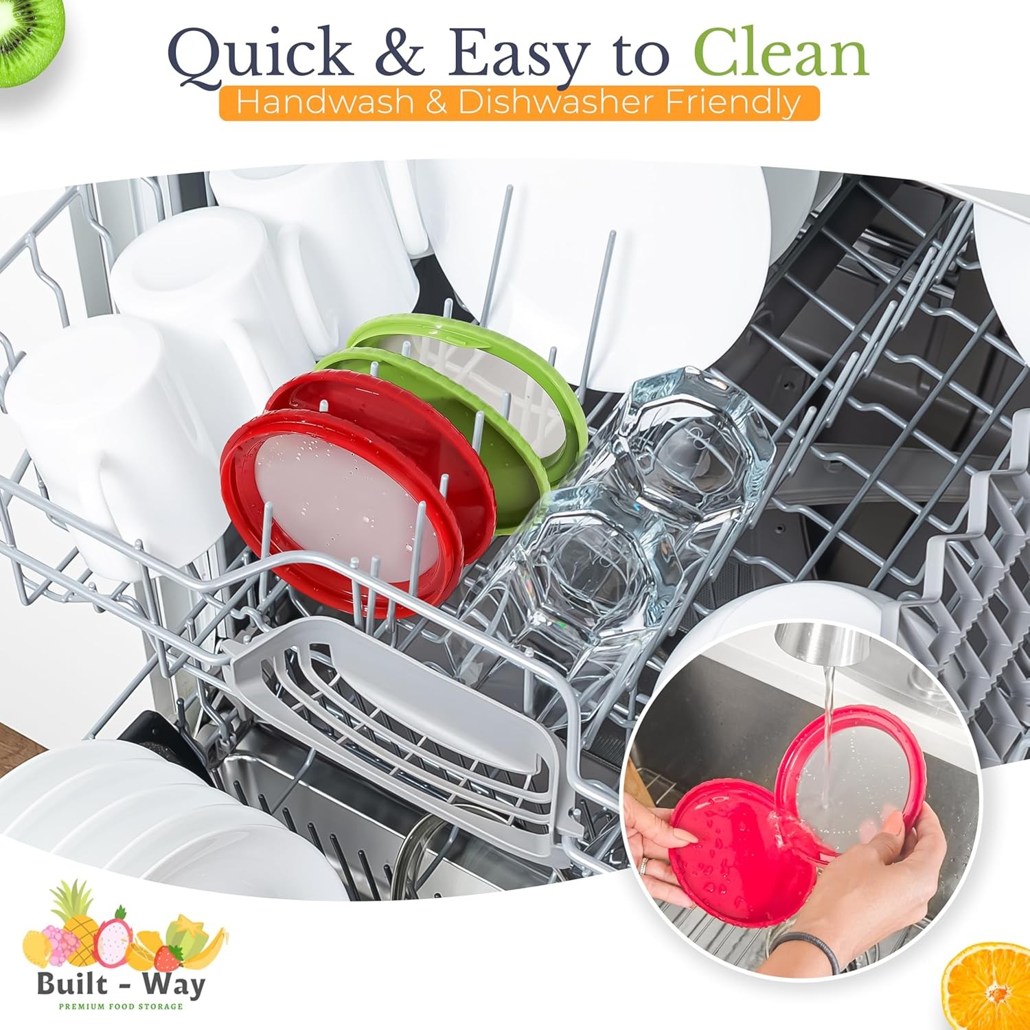 Fruit Storage Containers Fridge Set of 4 Airtight Lid Keeps Fresh For Fruit