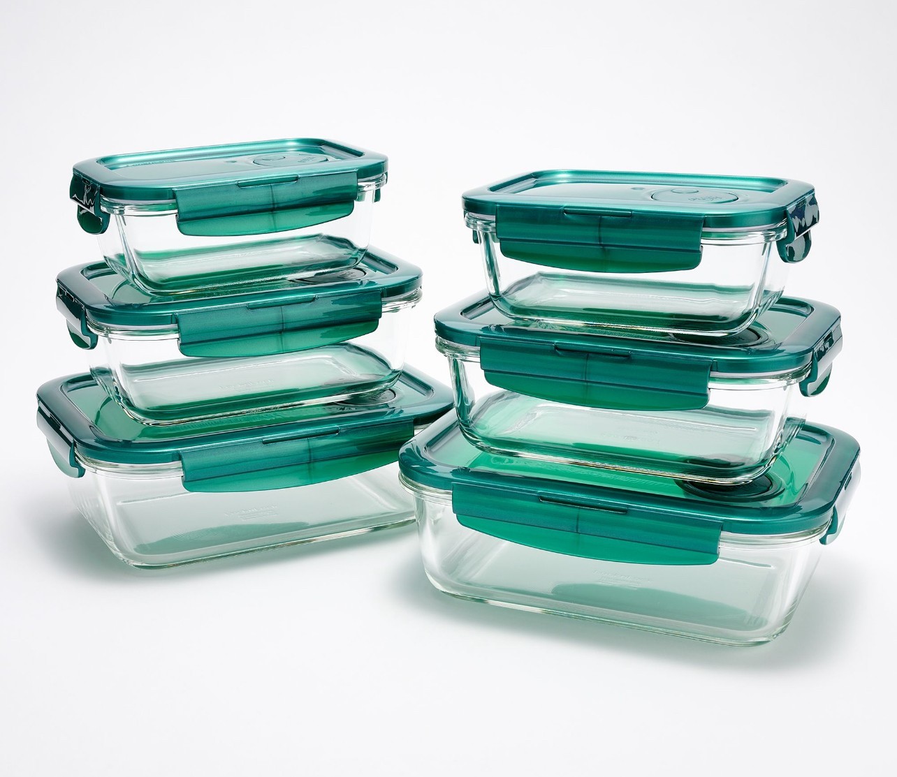LocknLock Glass Food Containers w/ Vented Lids 6-Piece K97527 NEW EMERALD