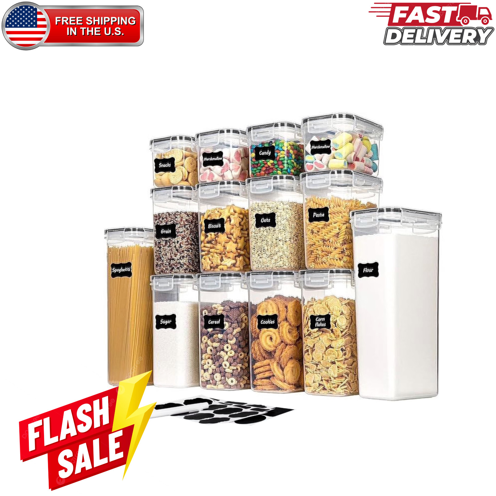 Sindcom 14 PCS Airtight Food Storage Containers Pantry Kitchen Canisters