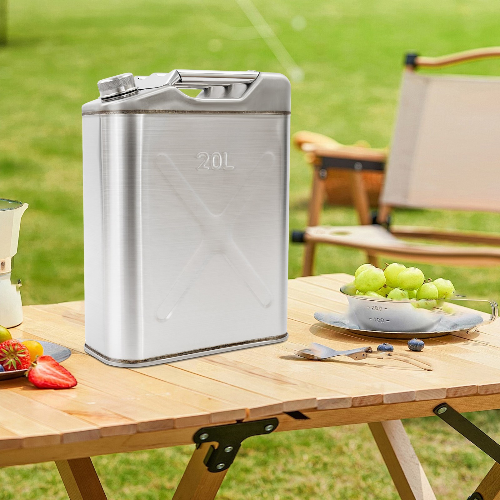 20L Stainless Steel Cooking Oil Storage Can, Heavy Duty Storage Can for Camping