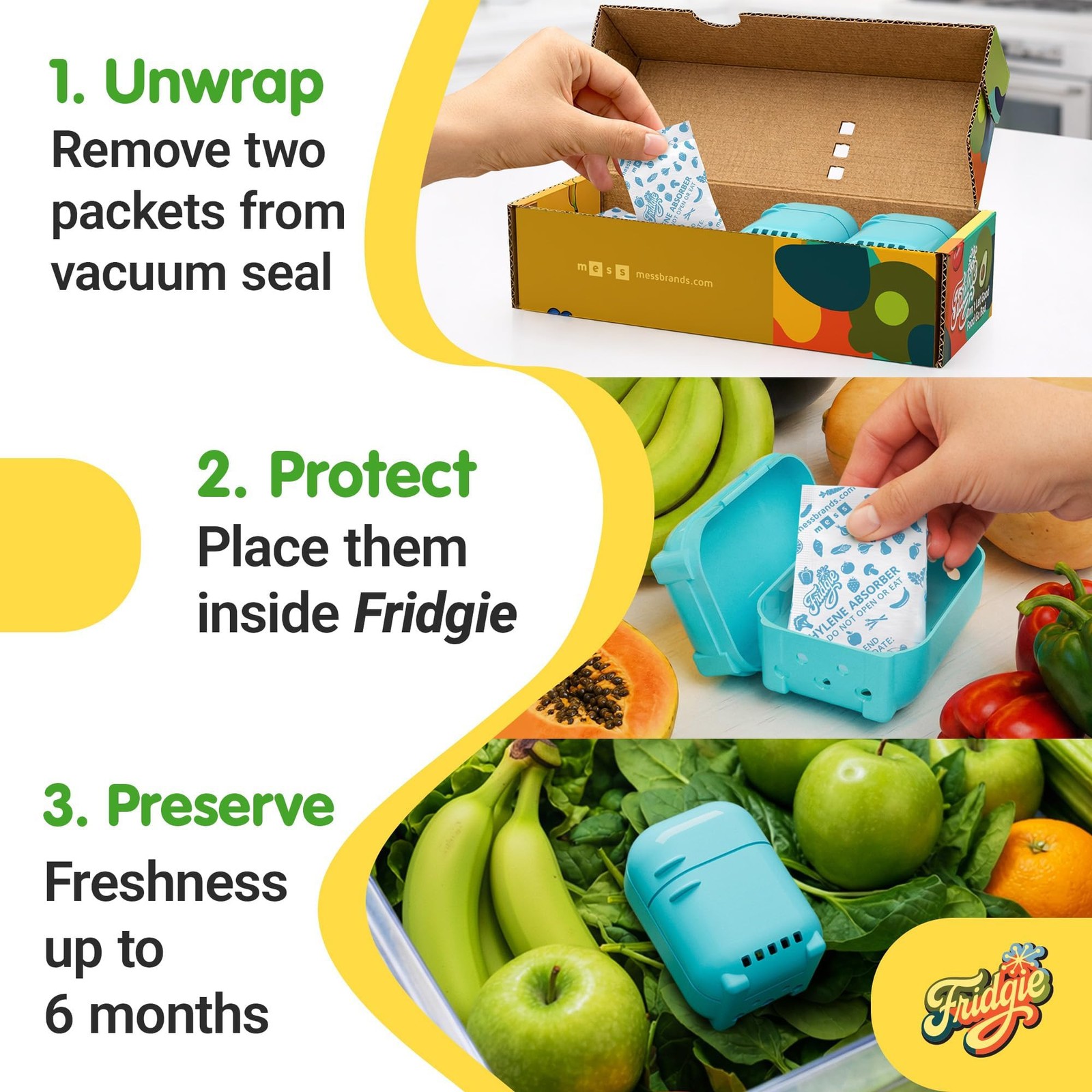 MESS The Fridgie! Produce Saver – Drastically Extends the Life of Your Fruits…