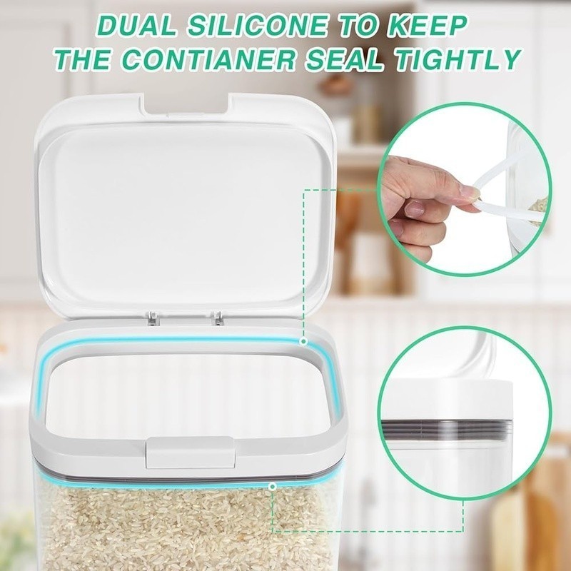 Flip-Top Food Storage Container Airtight Clear PET Organizer 2.9QT 4.75QT New