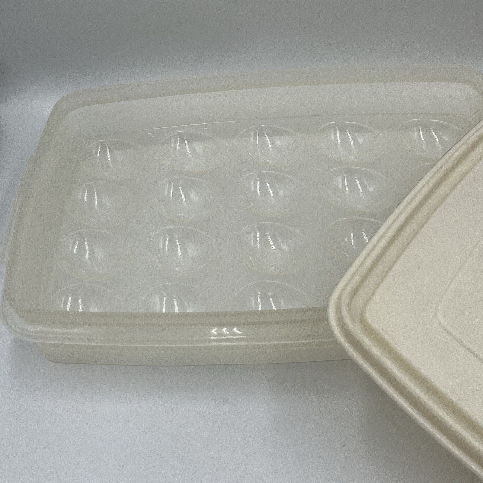 Vtg Rubbermaid Servin’ Saver 20 Deviled Egg Keeper Container Almond Lid #7
