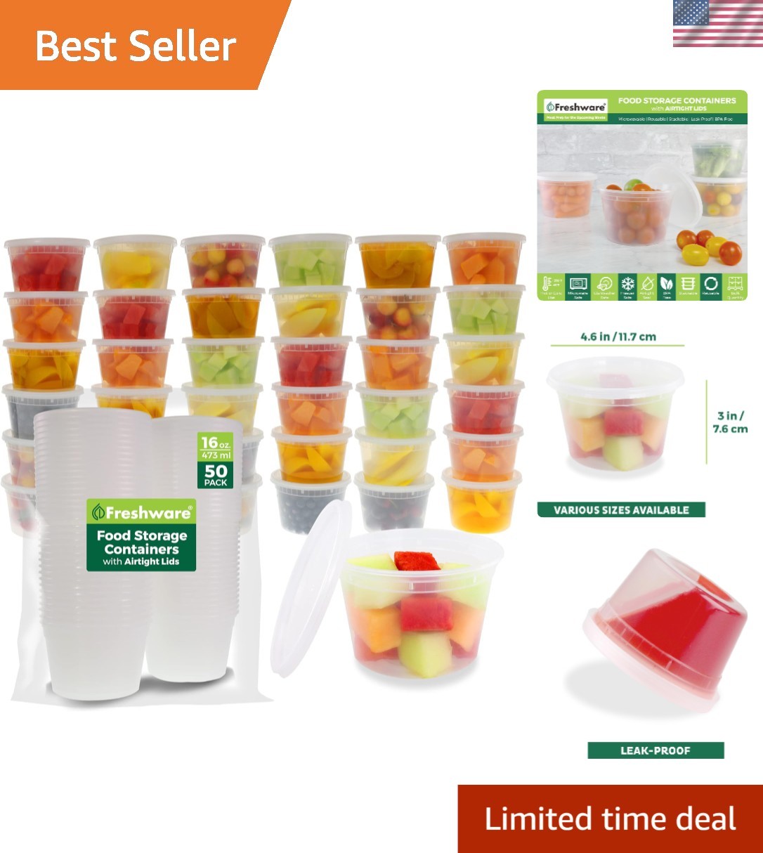 Versatile 50-Pack 16 oz Airtight Plastic Deli Containers – Perfect for Meal Prep