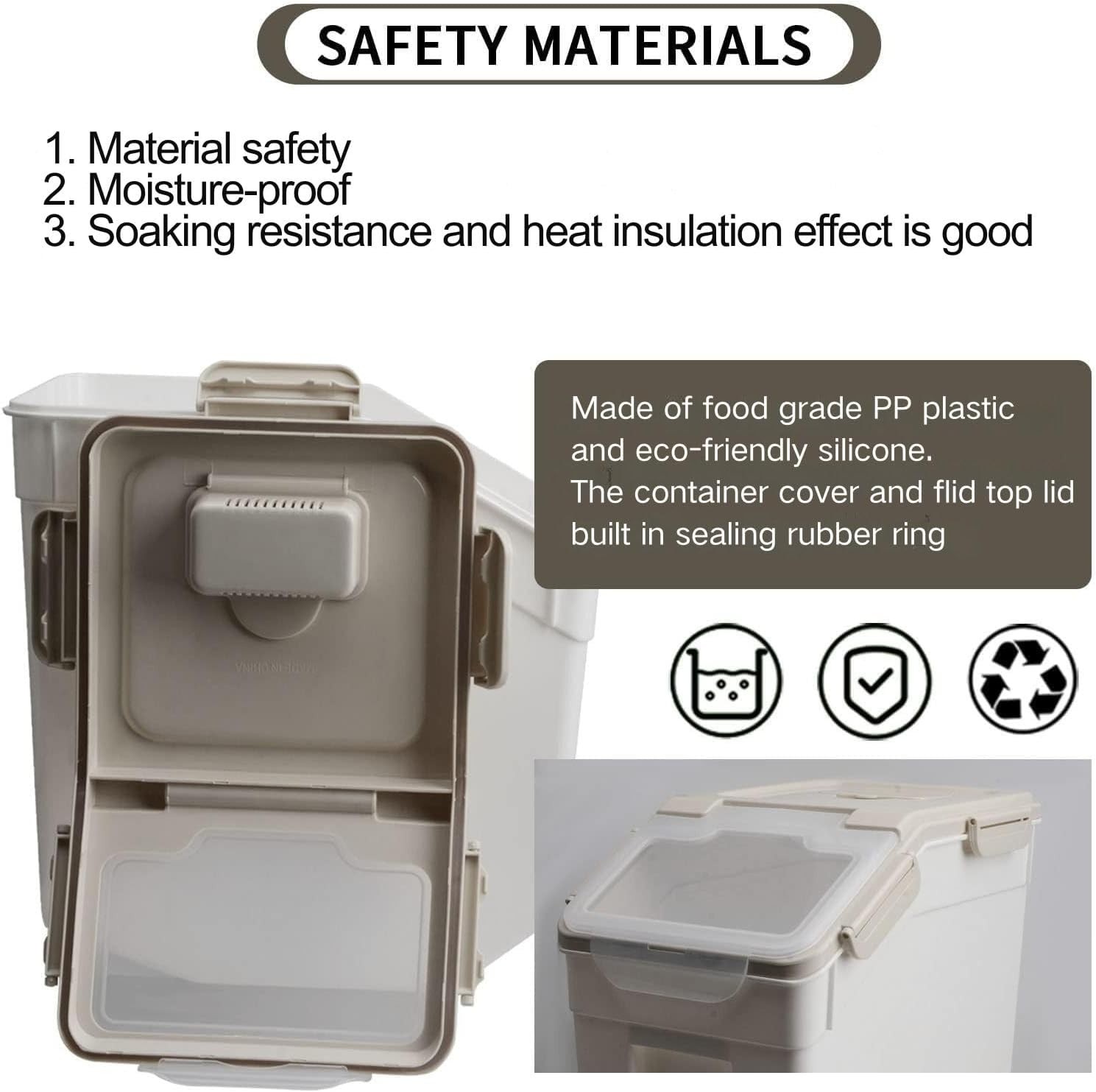 2 Pack Rice Storage Container 25 lbs Airtight Flour Storage Containers W/ Lid &