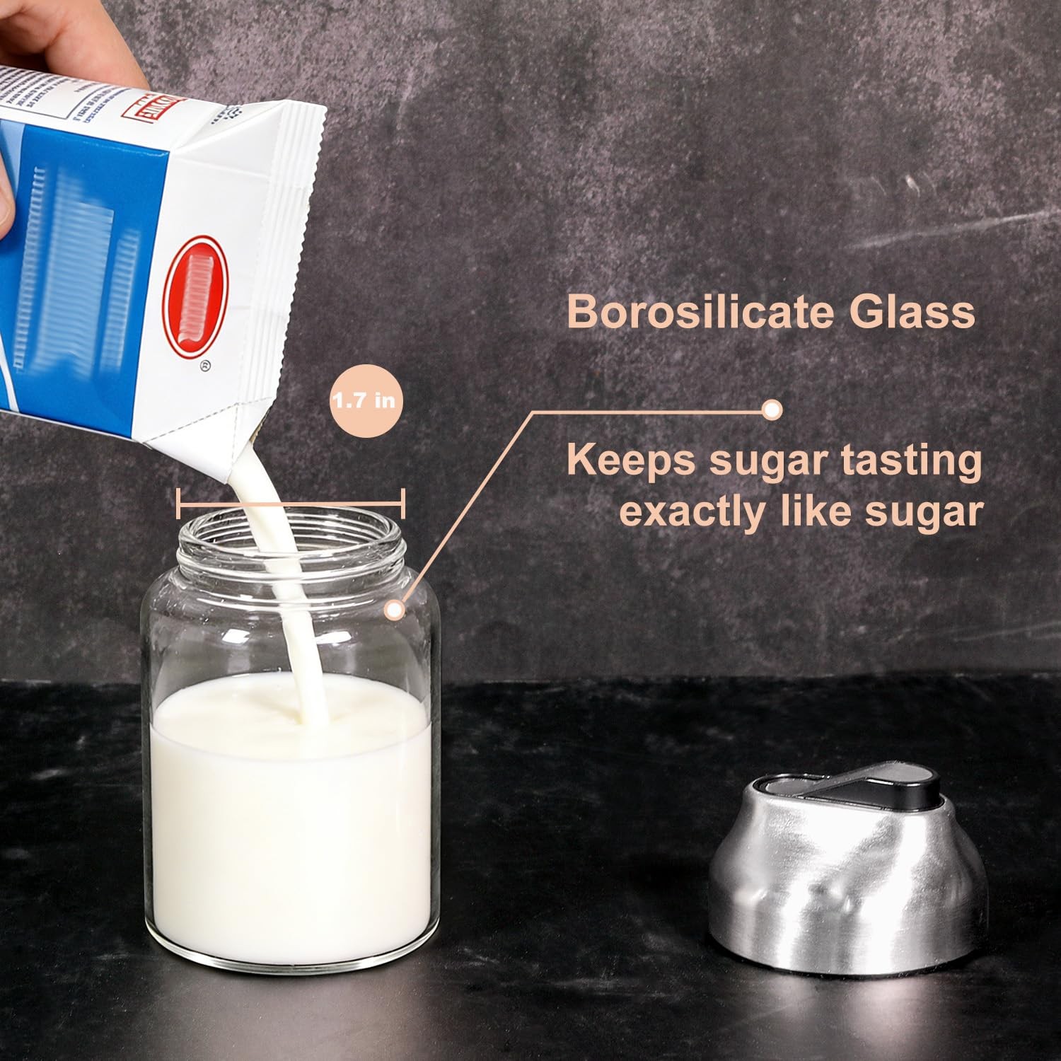 Glass Coffee Creamer Container Set, Creamer Pitcher 7oz + 12oz Glass Dispense…