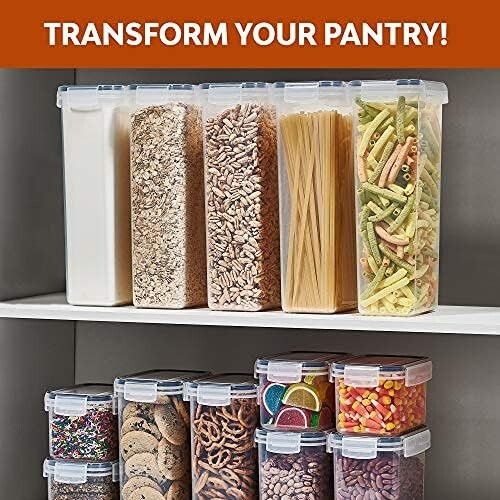 Food Storage Container Set – Canisters for Cereal, Rice, Pet Food – Spoon