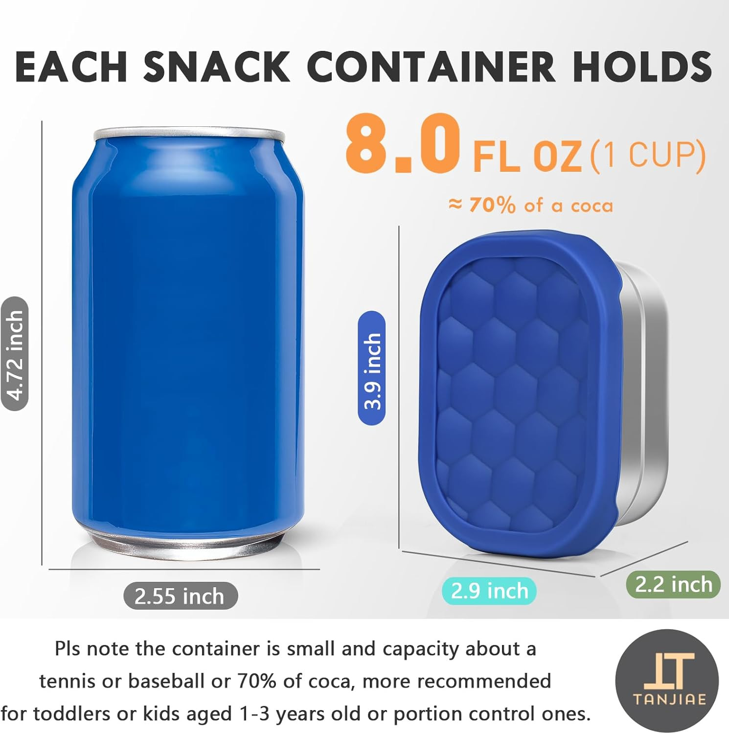 Small (1 CUP) Stainless Steel Snack Containers for Kids | Easy Open Leak Proof F