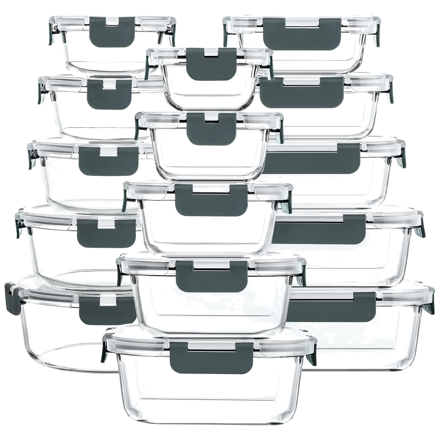 30-Piece Glass Food Storage Containers Set