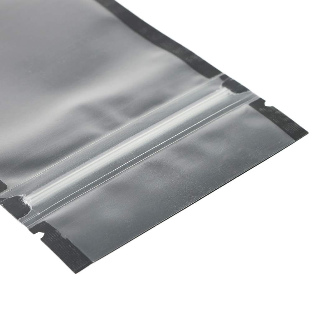 Pack of 100 Translucent Front Matte Black Poly Plastic Zip Top Bags (1.5oz (4…