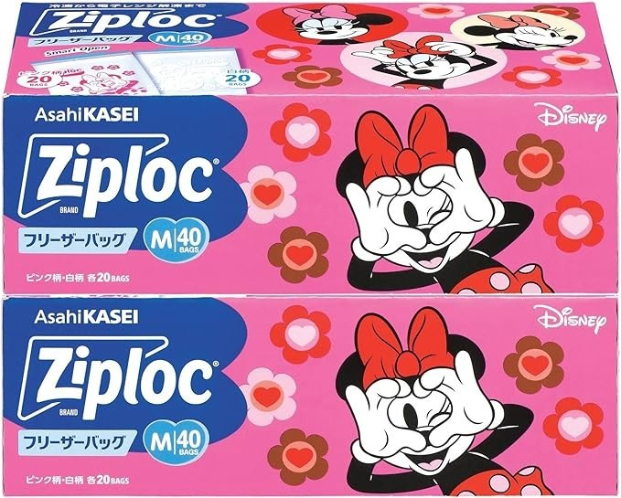 Ziploc Disney Minnie Mouse Freezer Bags M 40 Bags x2 Set Limited Japan
