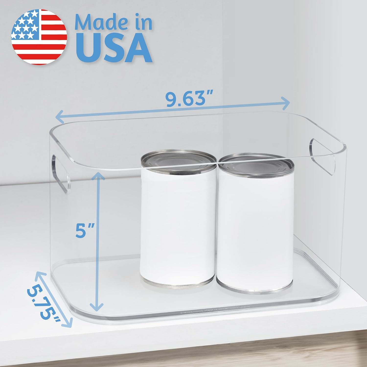 Bliss 10″ x 6″ Open Clear Pantry Organizer Bin Plastic Containers with Handle