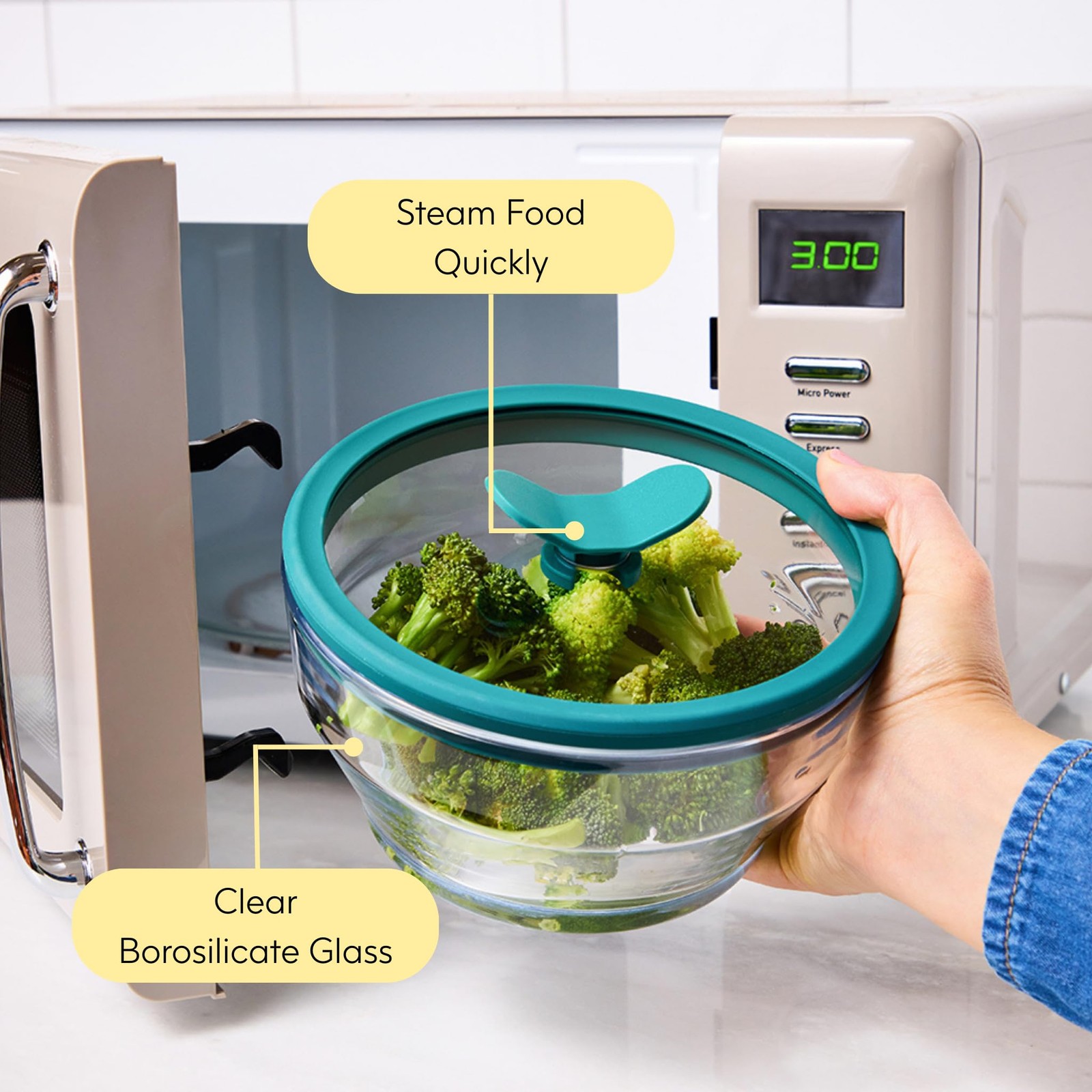 Anyday 4-Cup Glass Food Storage with Lid, Medium, Clear – Blueberry