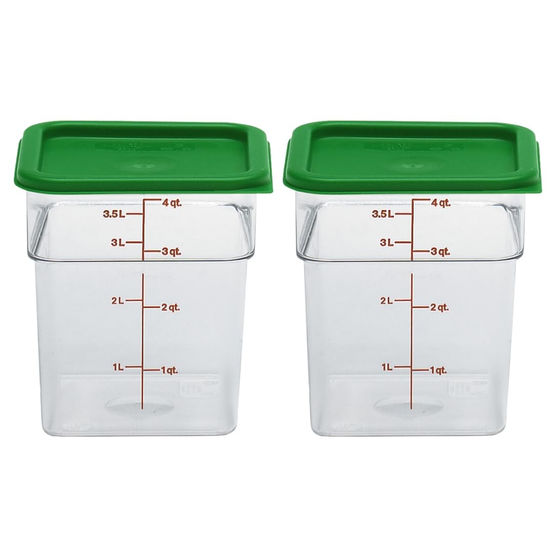 Cambro Food Storage Container with Lid (2 Pack) – Classic 4 QT + Lid, Clear