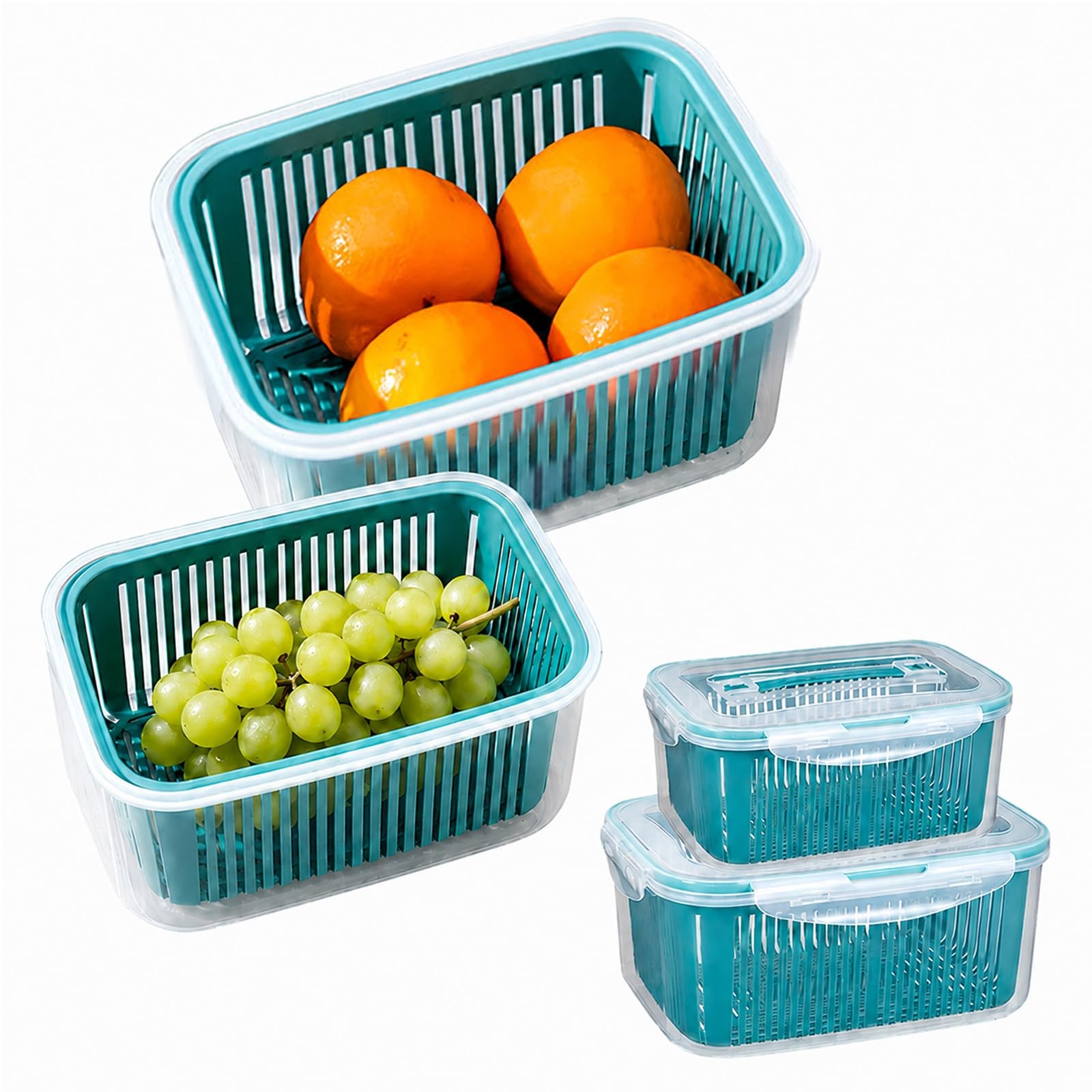 2 Pack Fruit Storage Containers for Fridge,Stackable Fresh Food Produce Saver…