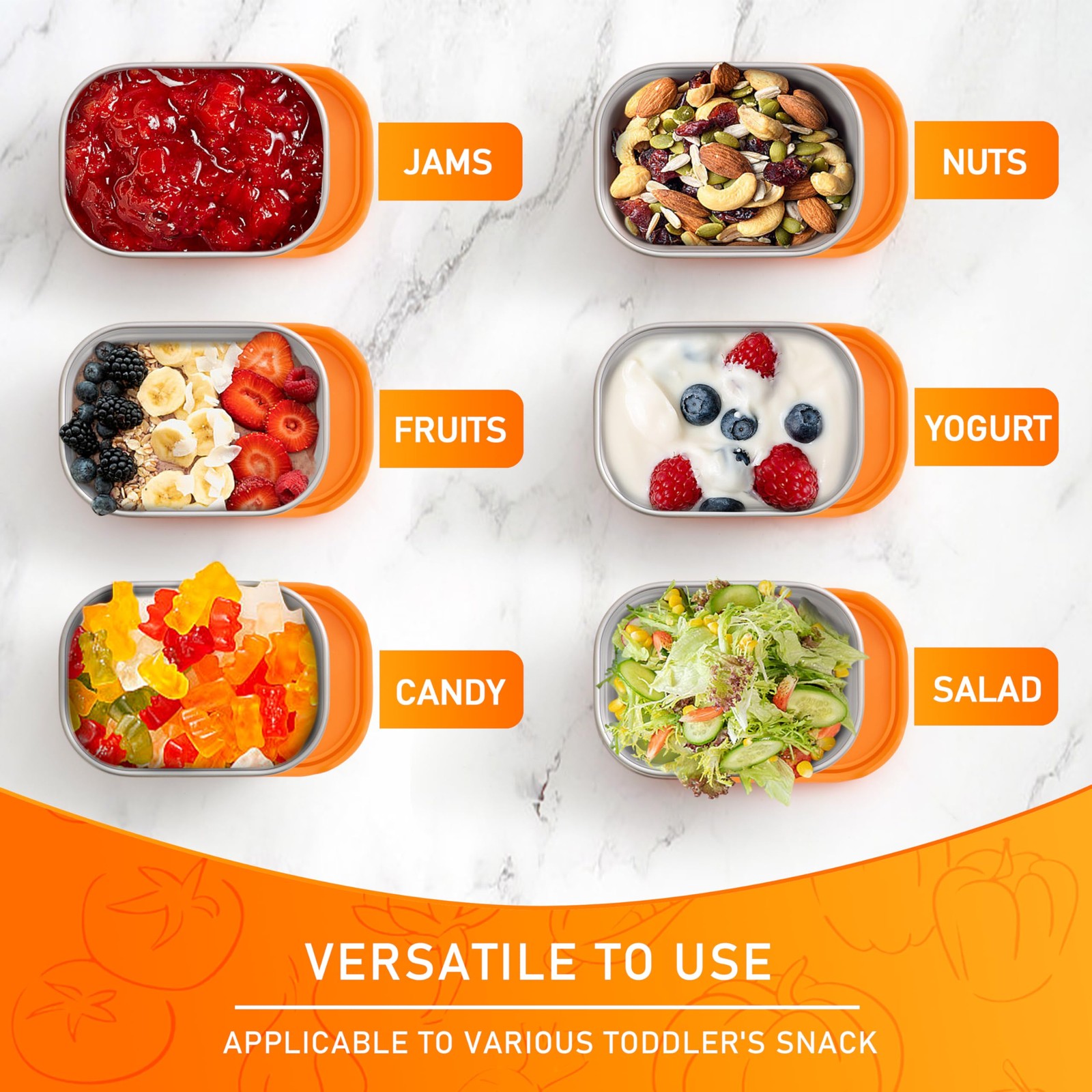 Stainless Steel Snack Containers, 8 oz, 3 Packs