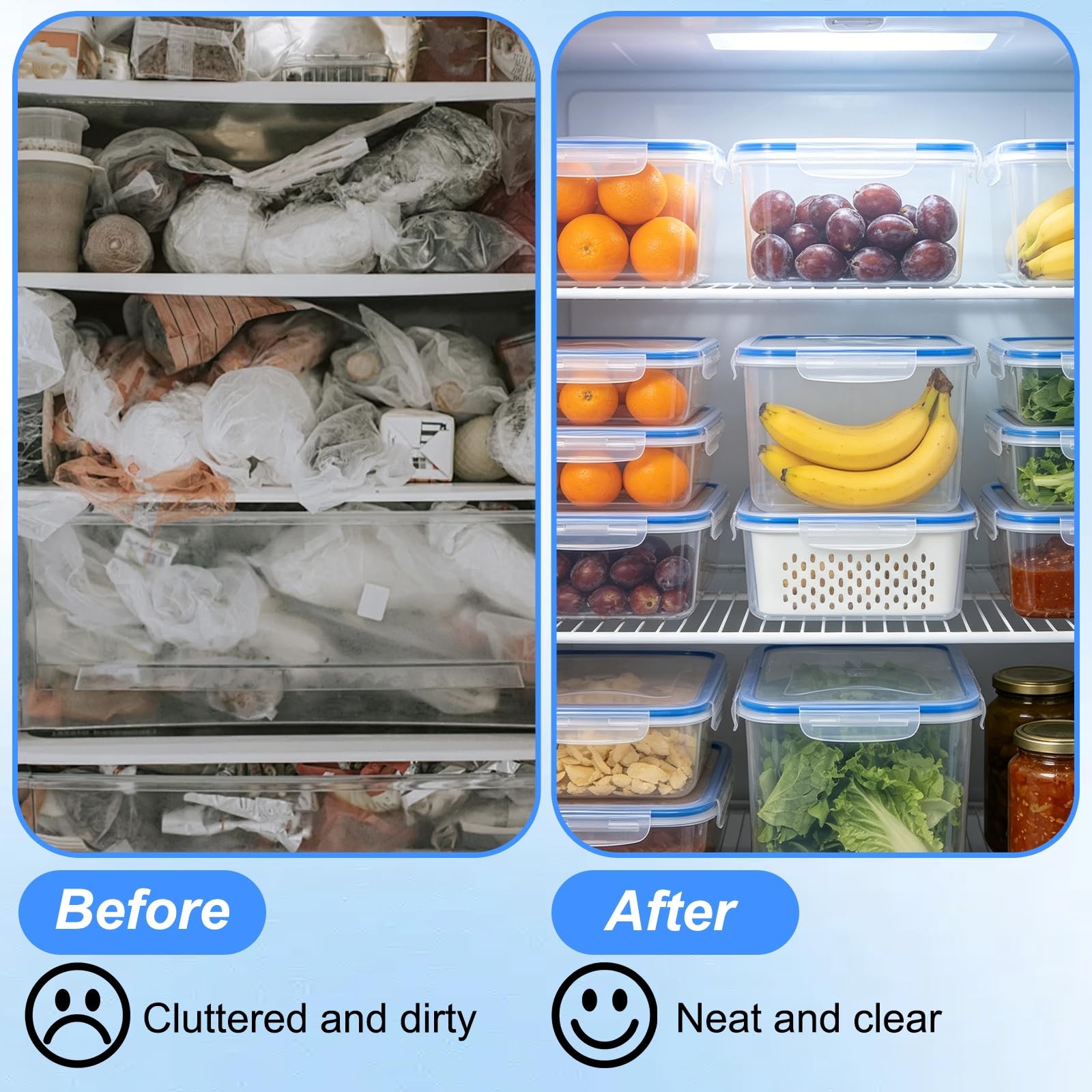 4 In 1 Food Storage Container, Fruit Storage Containers for Fridge Household …
