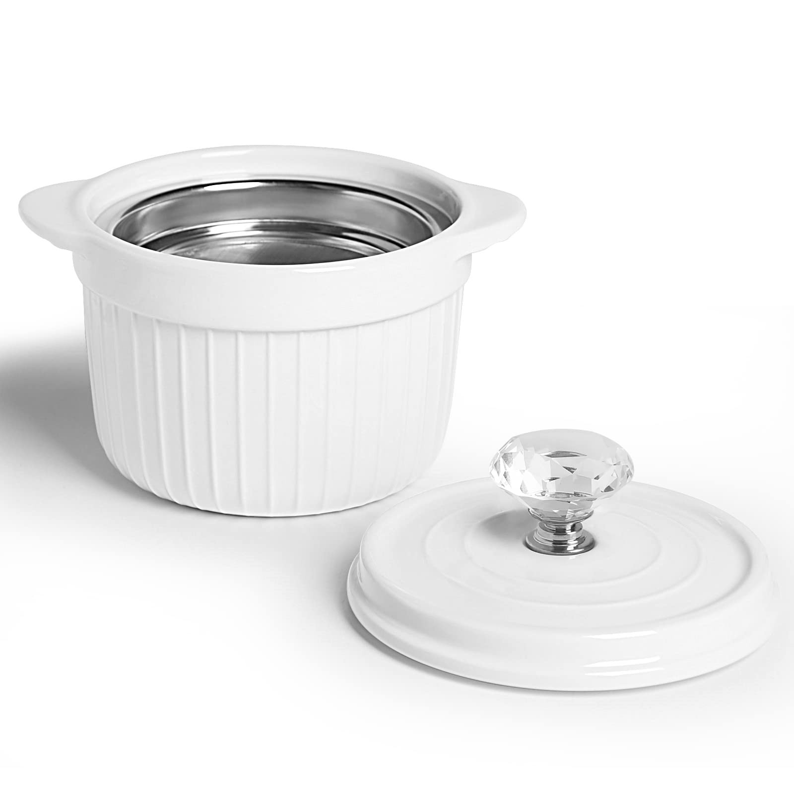 Bacon Grease Container Keeper with Crystal Lid 6.3 IN * 5 *5.2 IN, Silver