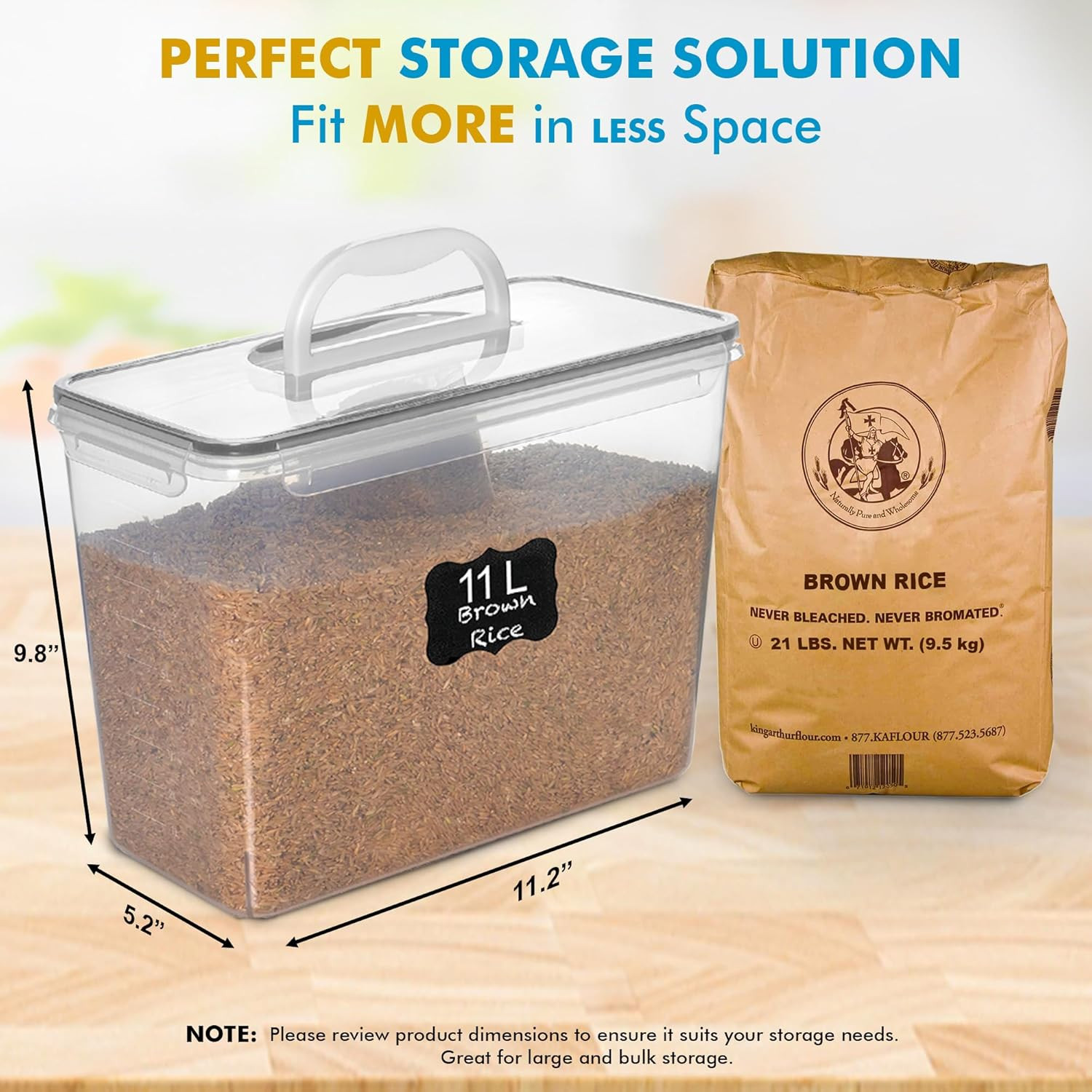 2 PC (11L | 372 Oz) Flour Sugar Storage Containers with Easy Carry Handle – Plas