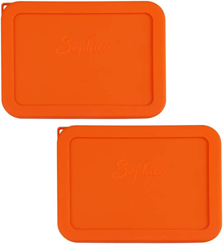 3 Cup Rectangle Silicone Storage Cover Lids Replacement for Pyrex 7210-PC Glass