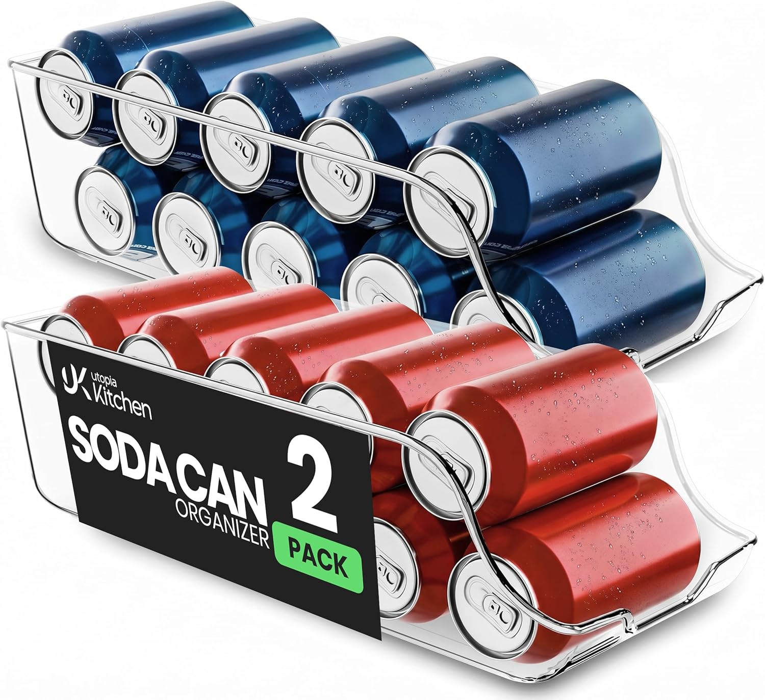 2Pcs Soda Can Organizer Dispenser For Refrigerator Fridge Pantry