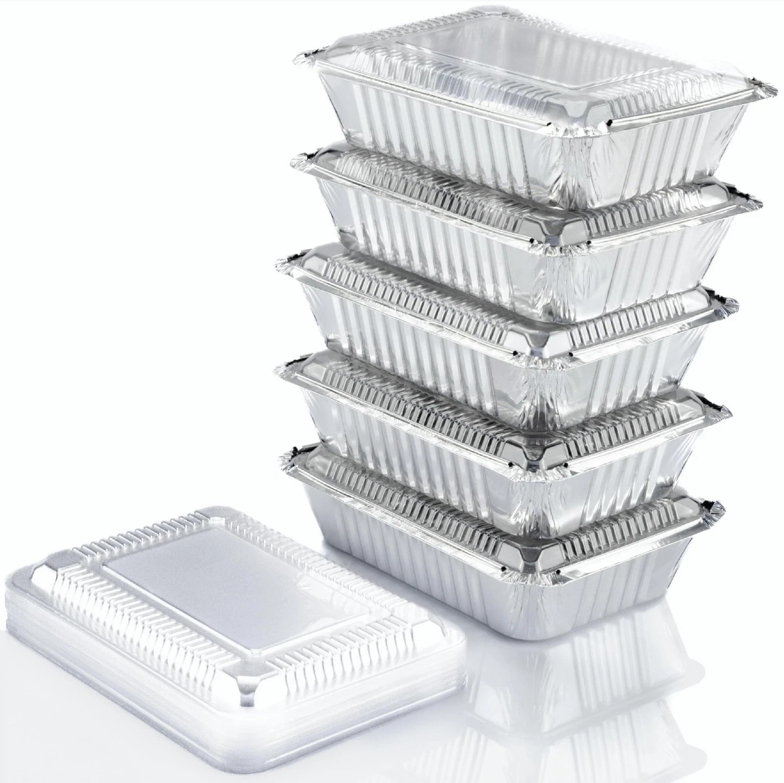 (110 Pack) 2.25LB Aluminum Containers with Lids 8.5″x6″ – Disposable Foil Pan…