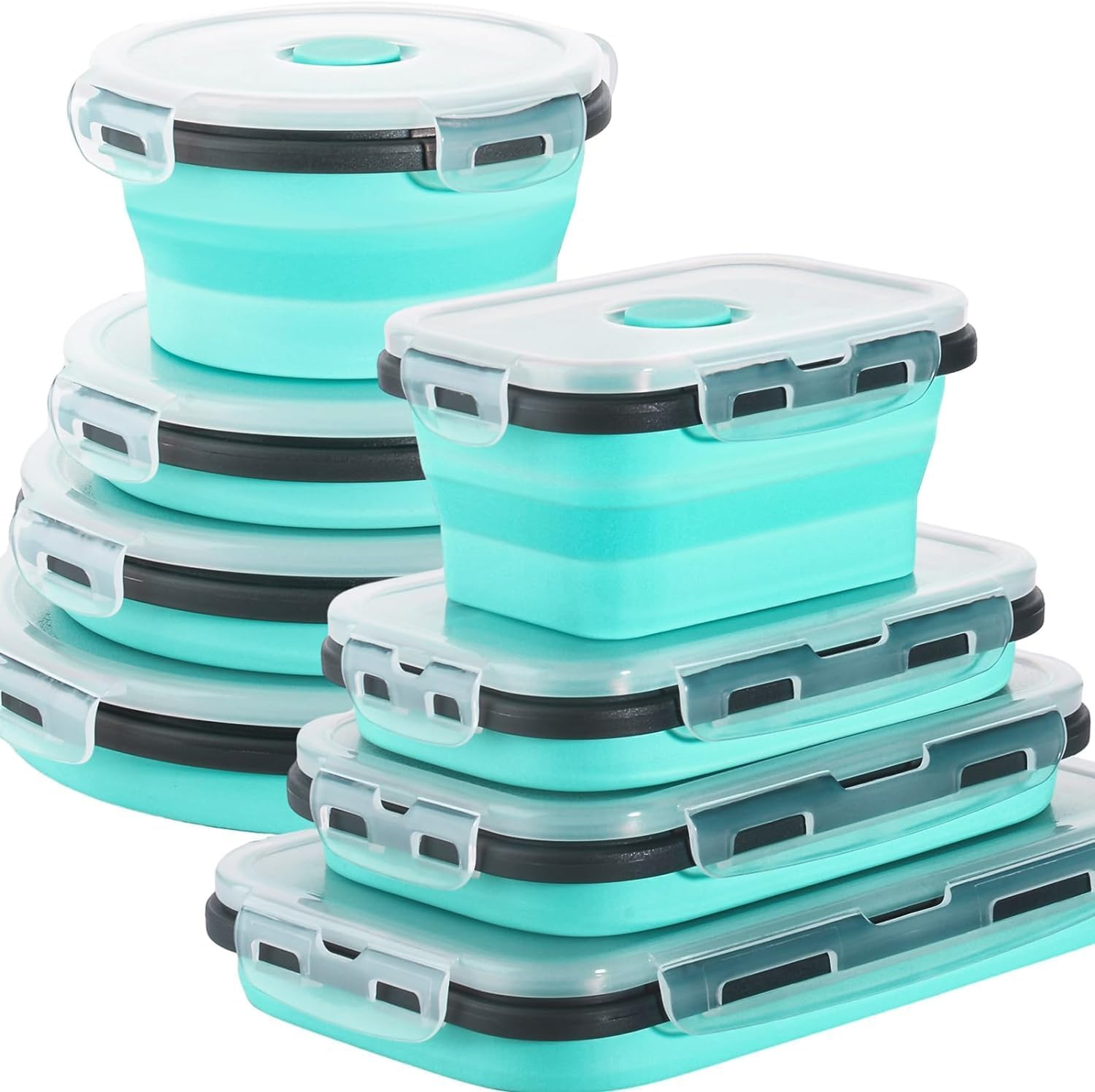 8 Pack Collapsible Food Storage Containers with Lids, Collapsible Storage Contai