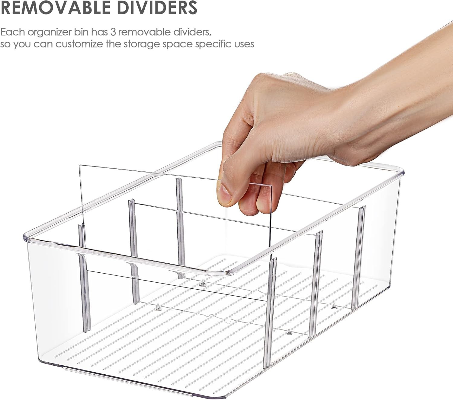 Crystal Clear Food Storage Bins – 8 Pack with Removable Dividers for Easy Access