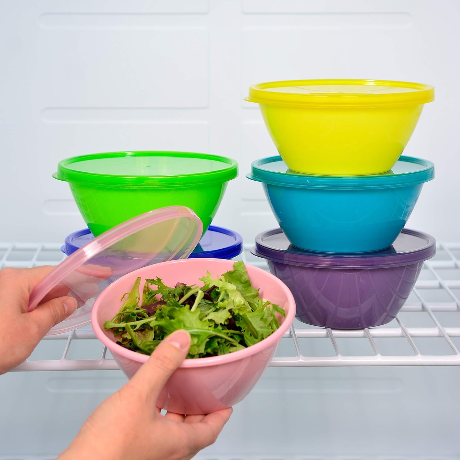 22 Ounce Plastic Storage Containers with Lids, Cereal & Soup Bowls, Set of 9 in