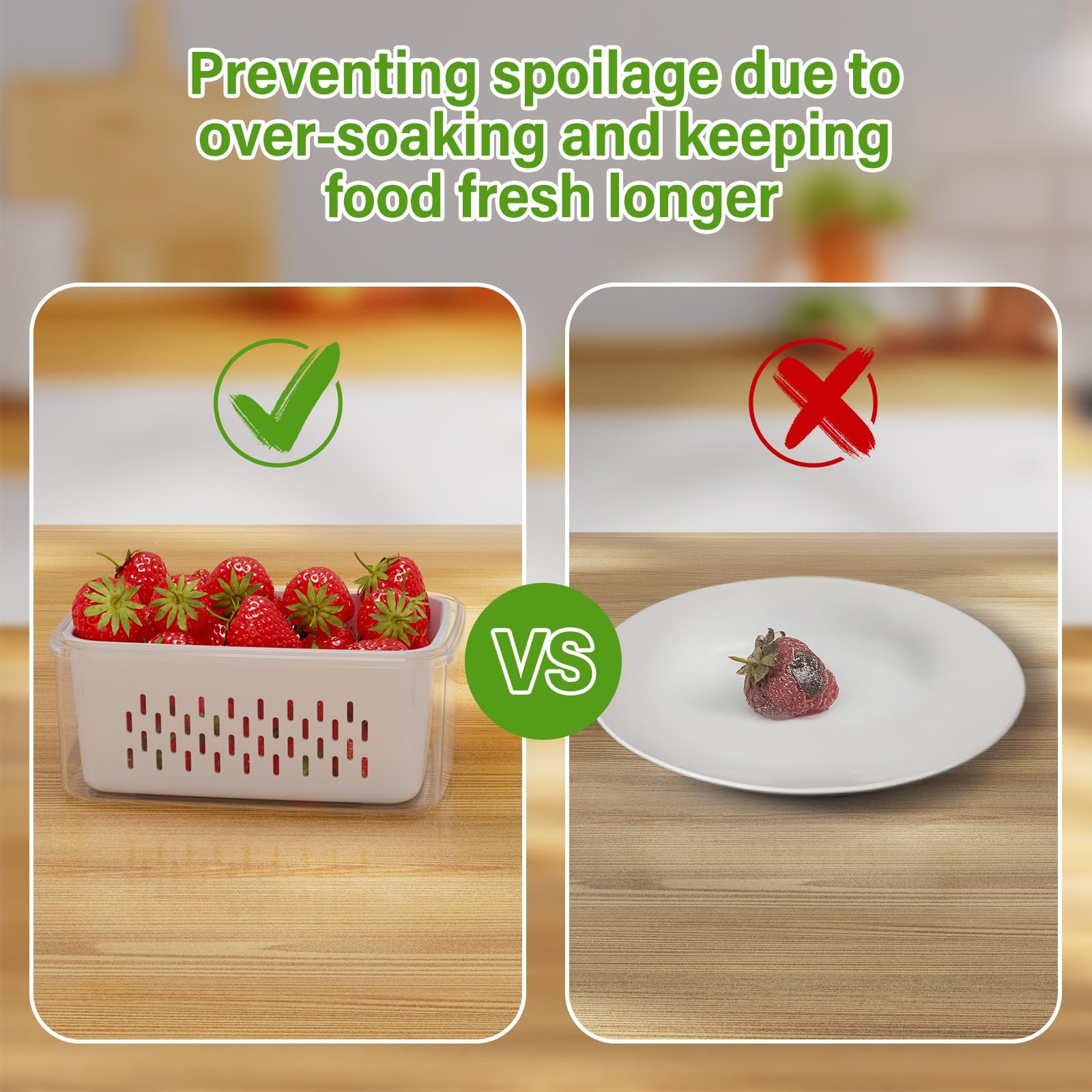 4 PCS Fruit Storage Containers for Fridge, Produce Containers for Fridge with…