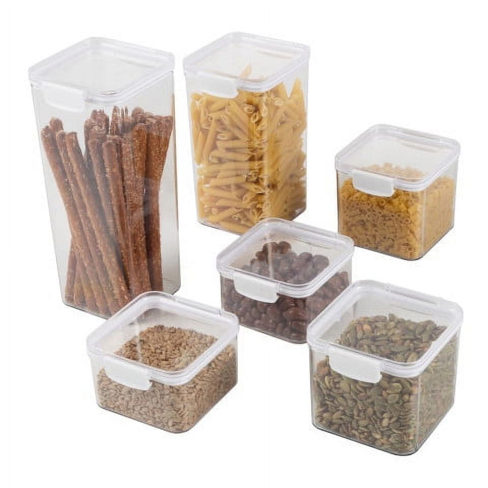 6-Piece Food Storage Containers and Lids Set for Kitchen and Pantry Organization