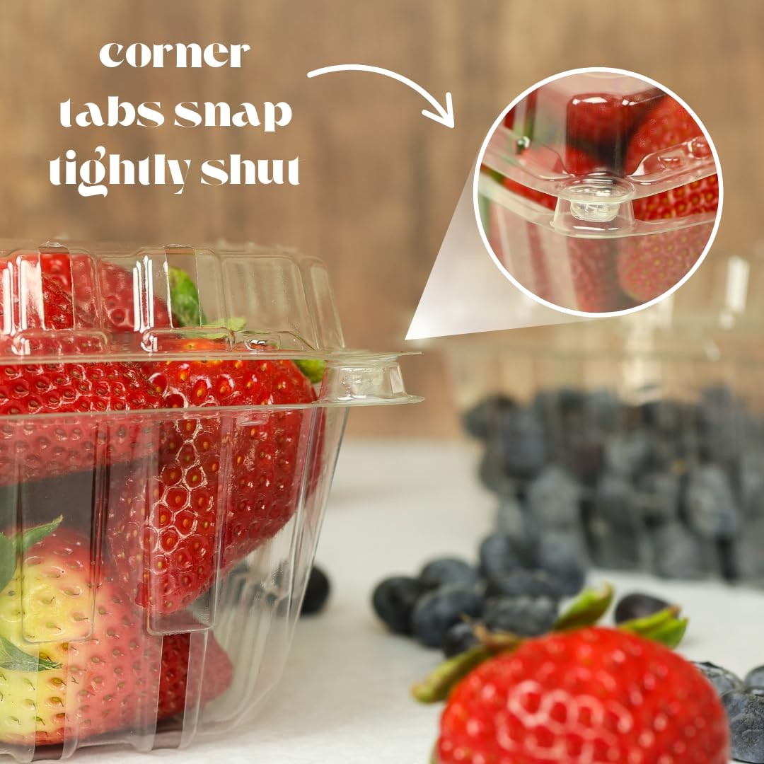 55 PCS 1 Pound Size Strawberry Berry Basket Clam Shell Container Storage