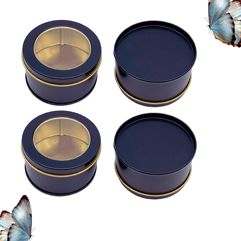 4Pcs Portable Black Sealed Can Tea Storage Box for Freshness and Convenience