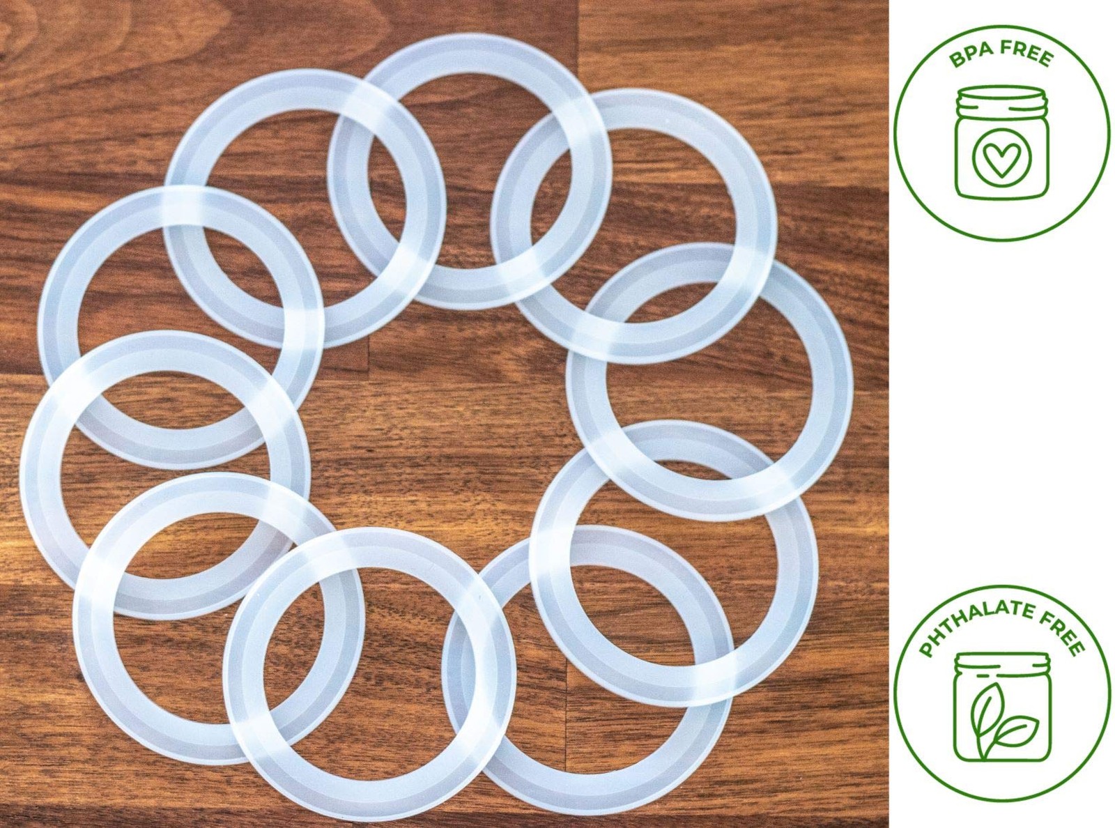 Platinum Silicone Sealing Gaskets for Leak Proof Mason Jar Lids | 10 Pcs Reus…