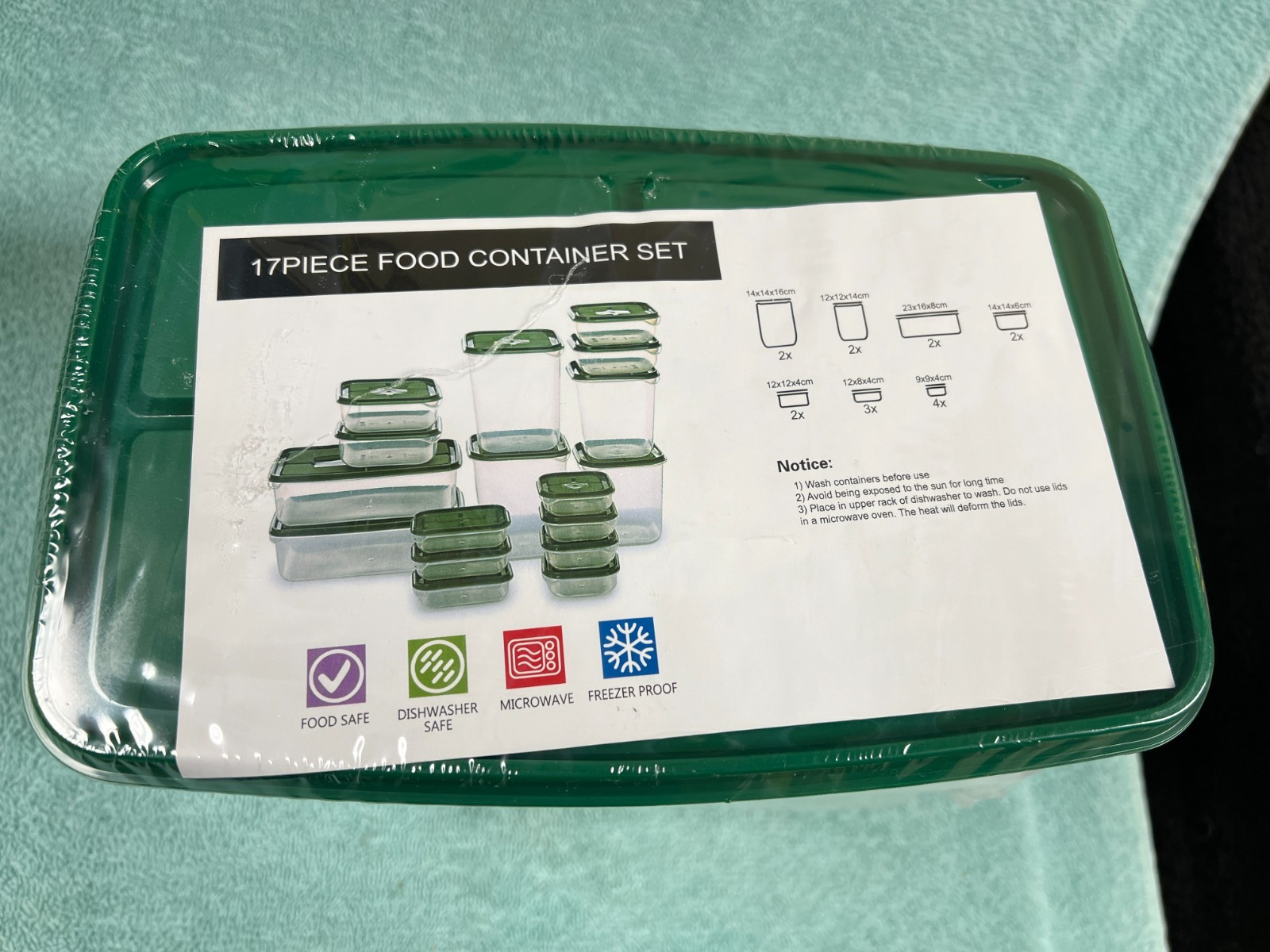 17 Piece Plastic Food Container Set (Transparent) NEW