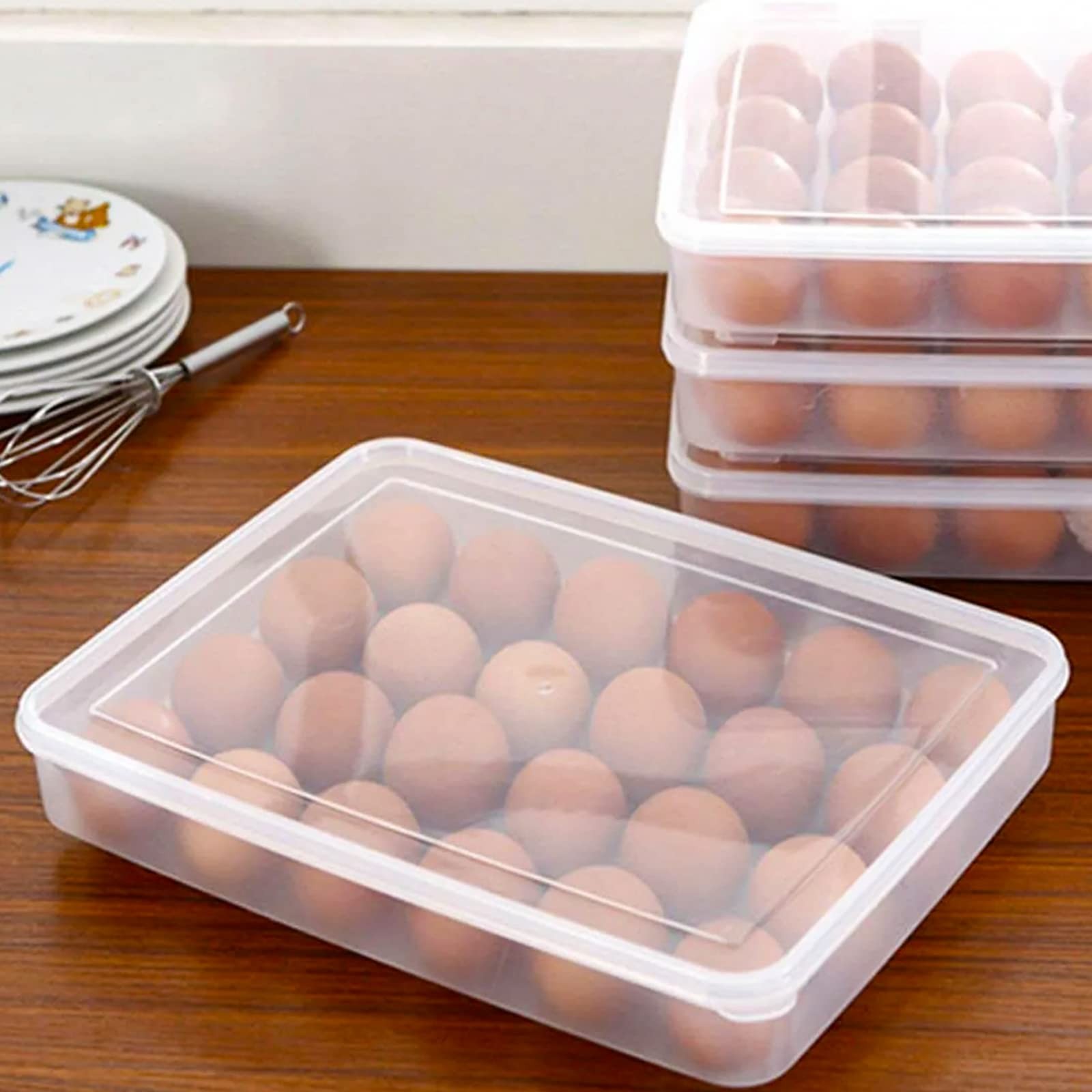 4 PCS Deviled Egg Container Lid Stackable 120 Eggs 13.6×10.2×2.2 Inch