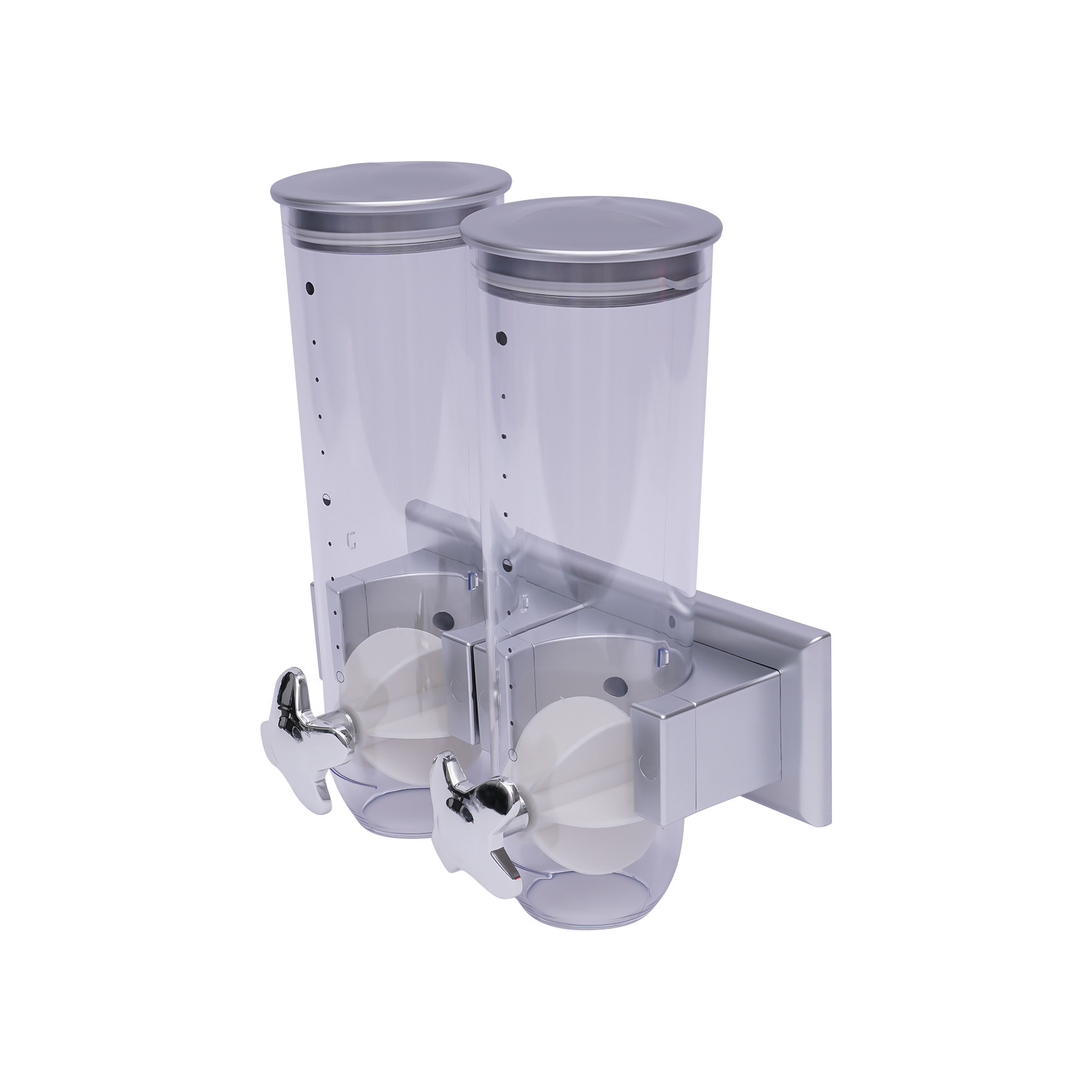 Wall-Mount Dual Control Food Storage Dispenser Coffee/Bean/Candy/Rice Silver 3L