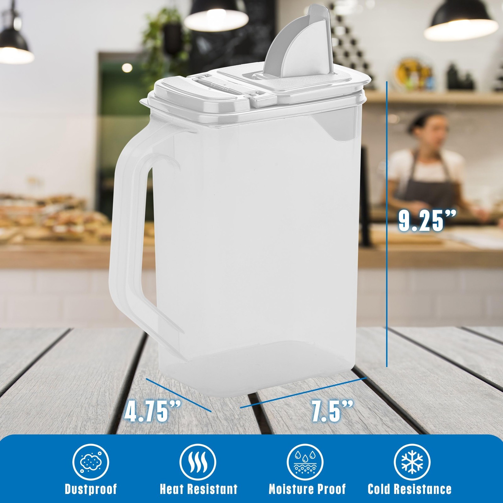 Buddeez Kitchen Pantry Container – Easy Grip Handle for Mess 4 QT, White Lid