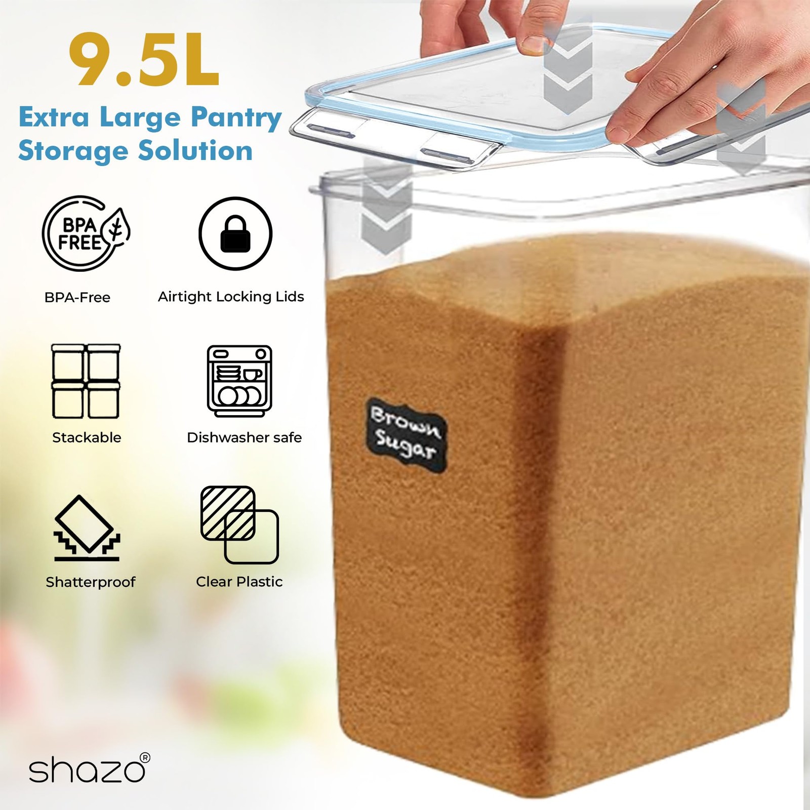 2 PC (9.5L | 321 Oz) Extra Large Bulk Food Storage Containers with Airtight L…