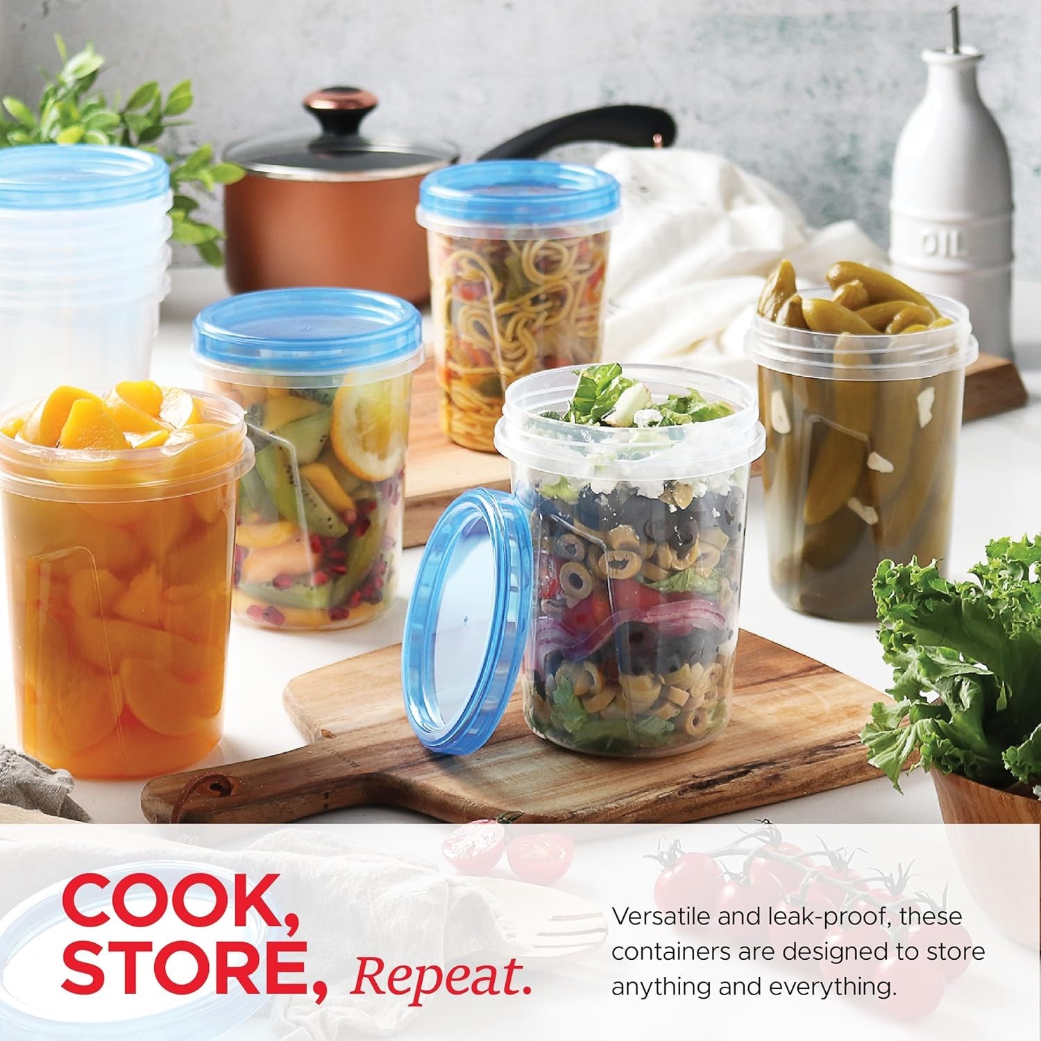 Tafura 10 Pack Leakproof Freezer Containers for Food with Twist Top Lids – 32 Oz