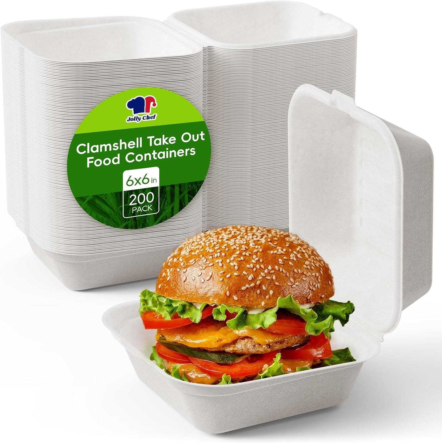 Clamshell Take Out Food Containers, [6 * 6″ 200-Pack] To Go Containers Dispos…