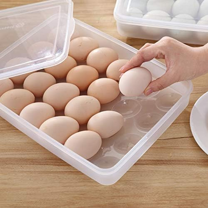 2 Pack Covered Egg Holders for Refrigerator,Clear 2X24 Deviled Egg Tray Storage