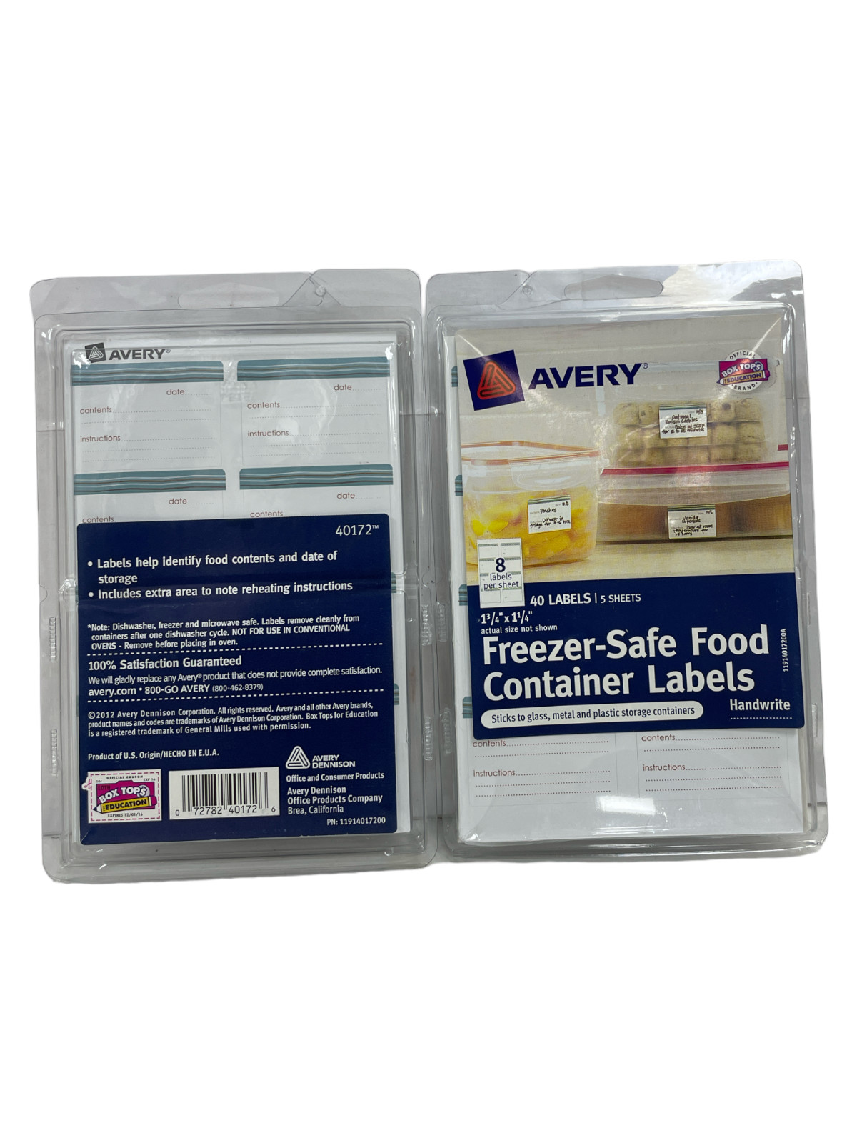 Avery Freezer-Safe Food Container Label (40 Label/1 3/4”x 1 1/4”) NEW