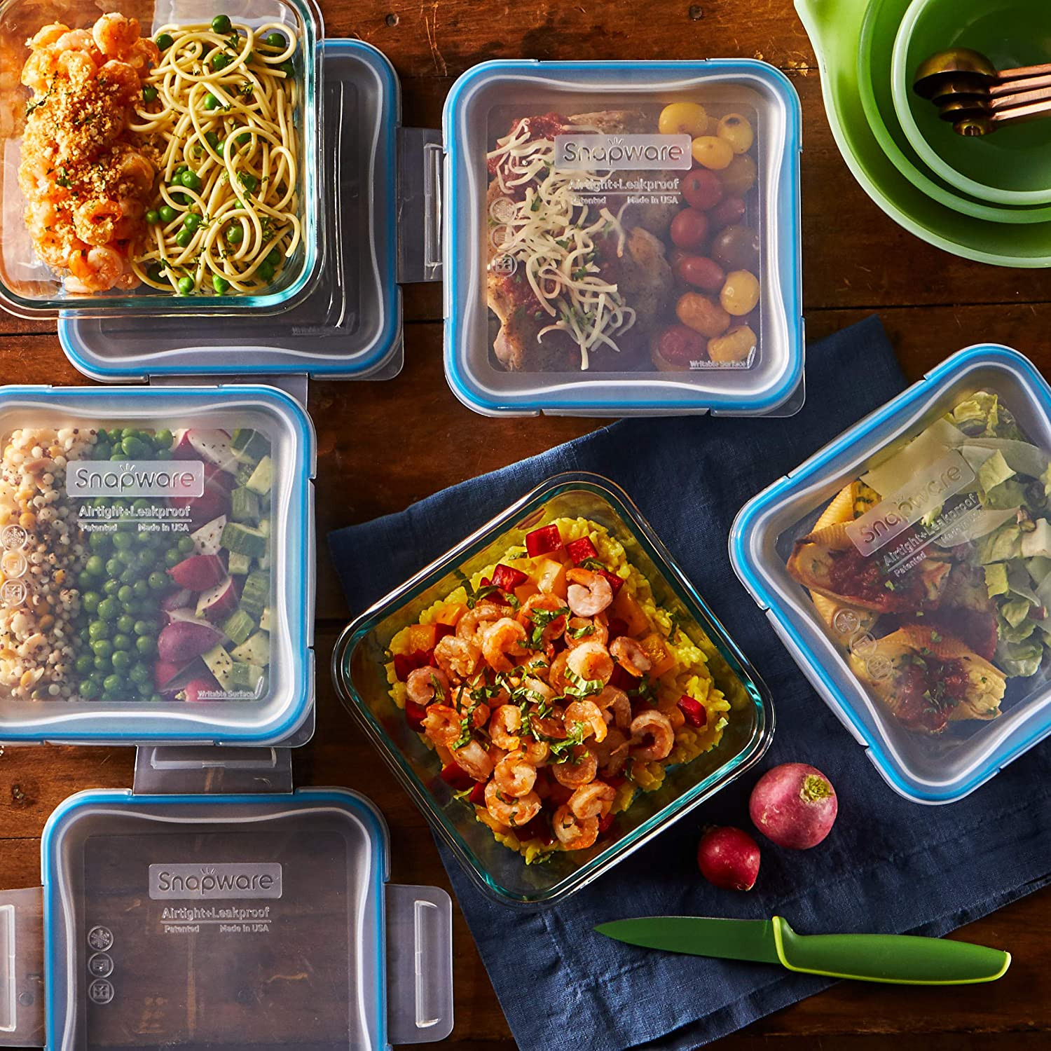 Glass Total Solutions (5-Pack, 4 Cup) Food Storage Containers Set, Airtight & Le