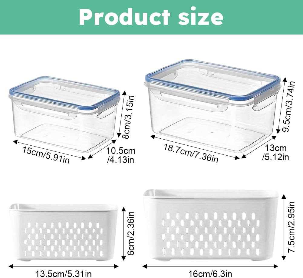 2 Pack Fruit Storage Containers for Fridge, Stackable Food Storage Containers…