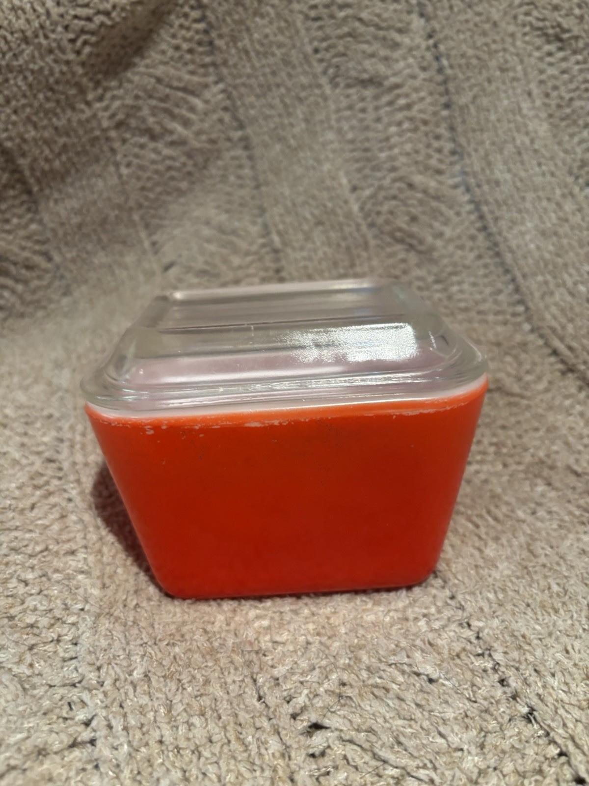 Vintage Pyrex #501 Orange Refrigerator Dish w/ Lid 1.5 Cup Fridgie MCM