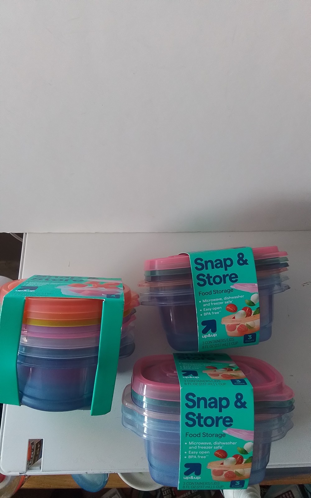 (3 Packs ) Up&up Rectangle Food Storage Container 8oz 3pk ea. Multicolor Plastic