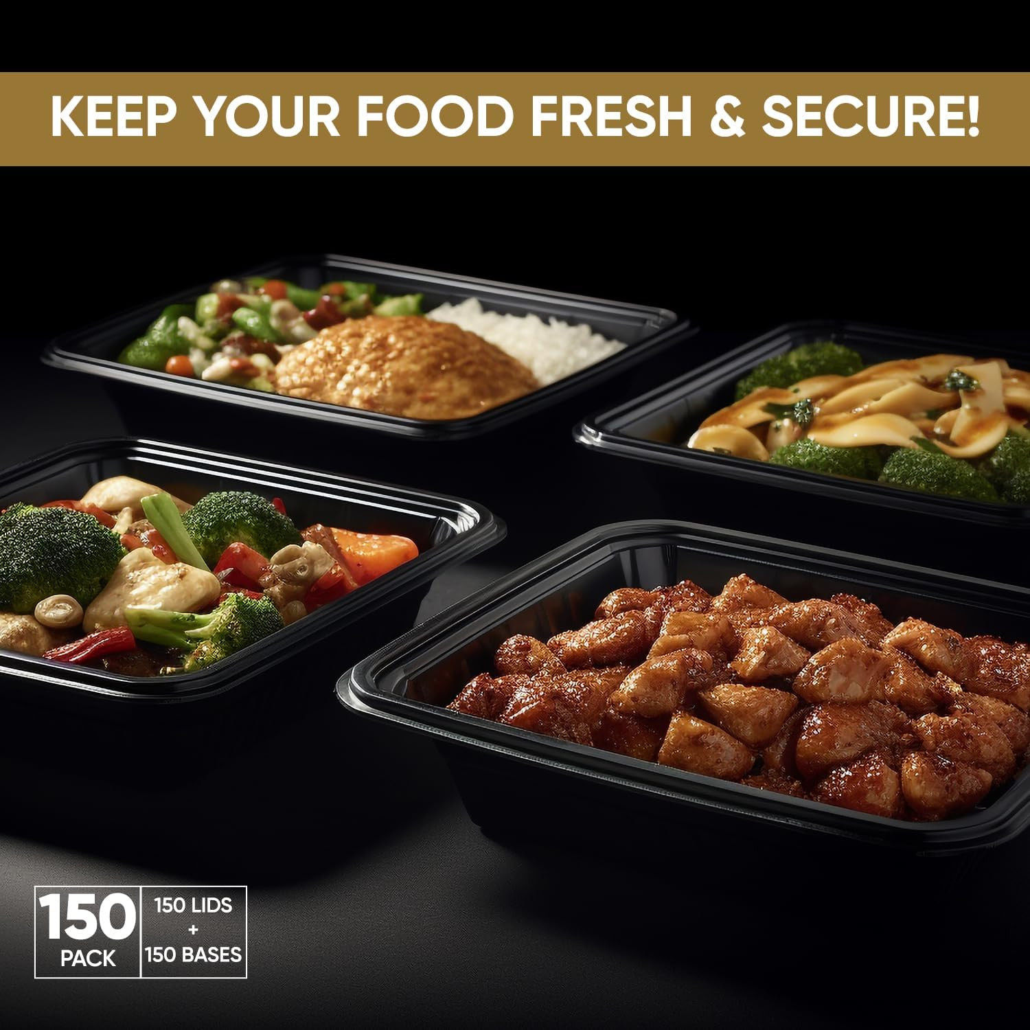Reusable Meal Prep Containers with Lids – 150 Leakproof 32Oz Food Storage