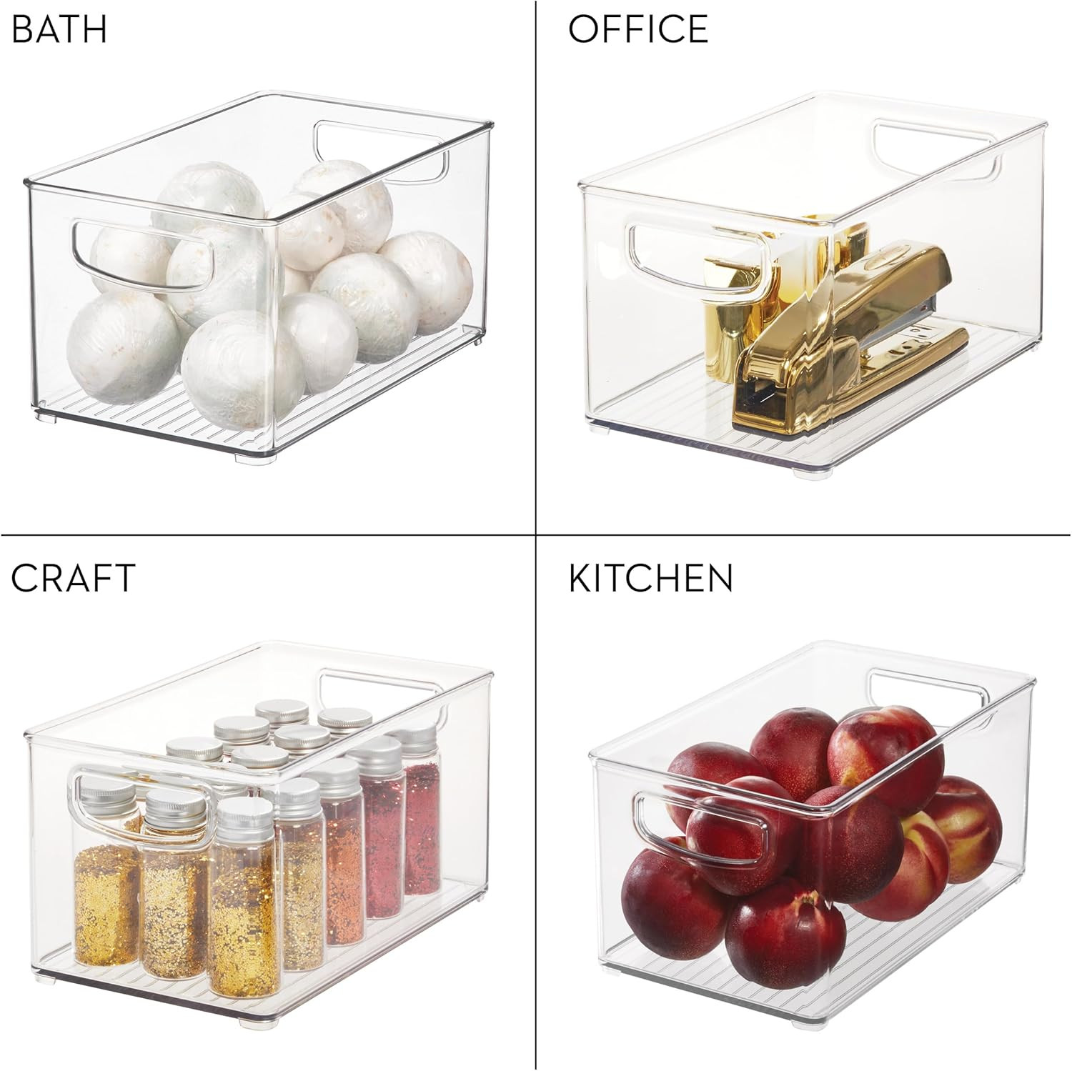 Stackable Clear Plastic Bin | Kitchen Organizers and Storage, for Fridge and Pan